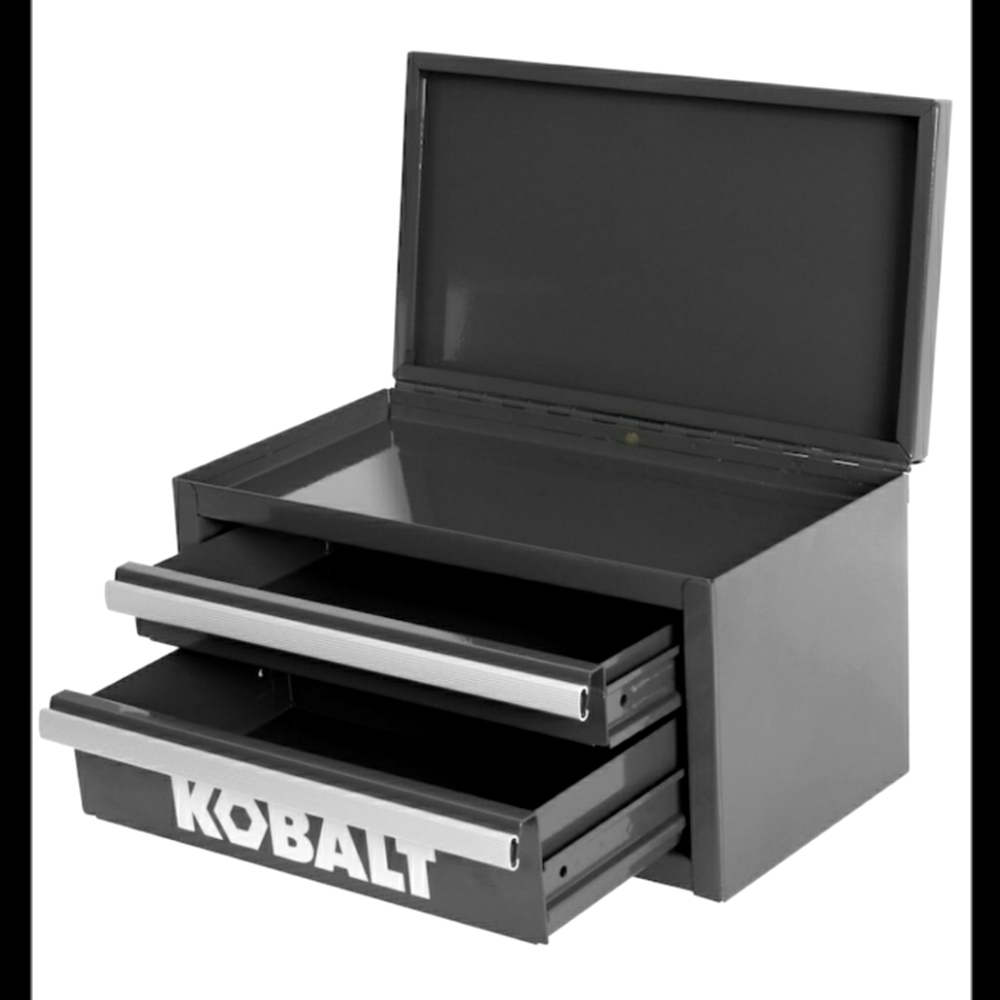 Kobalt Mini Tool Box Black New Silver Drawer Accents